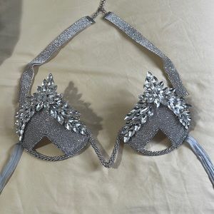 Hand made rhinestone bra, B cup, made by Jorden—Dime, worn once